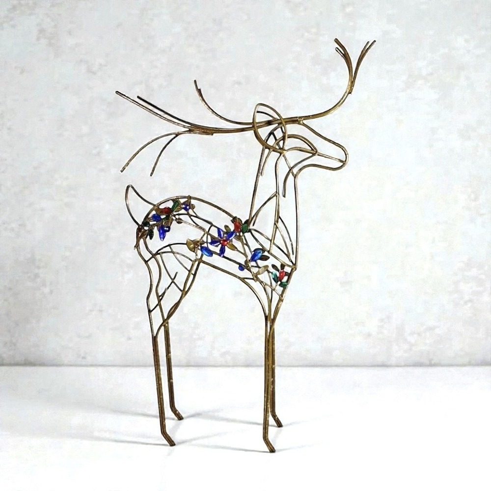 Robert Stanley‎ Royal Palace Christmas Holiday 20" Gold Jeweled Metal Deer